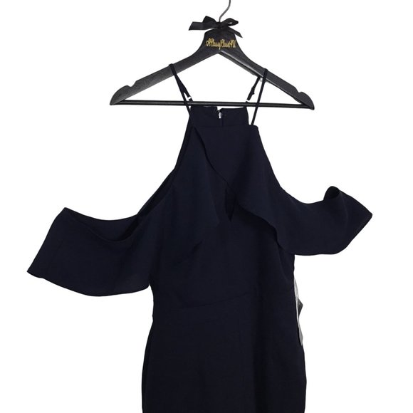 Adelyn Rae Navy Blue Cold Shoulder Jumpsuit S - Picture 6 of 8